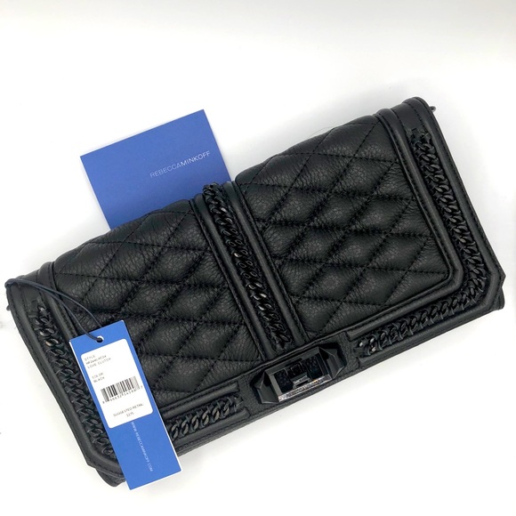 REBECCA MINKOFF QUILTED LEATHER CLUTCH/CROSSBODY - Picture 14 of 15